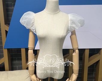 Benutzerdefinierte solide Elfenbein-Tüll-Pop-Ärmel, Puffärmel für Hochzeit, Braut-Pop-Ärmel, abnehmbare Tüllärmel, abnehmbare Brautärmel