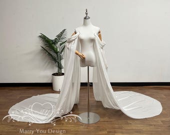 Fairytale Chiffon Wedding Sleeves, Detachable Bridal Dress Sleeves