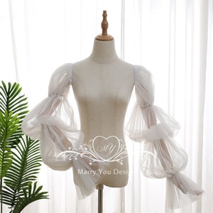 BOHO Tulle Puff Sleeves for Wedding,Custom Any Colors Bridal Pop Sleeves,Detachable Tulle Sleeves,Removable Bridal Accessories Sleeves