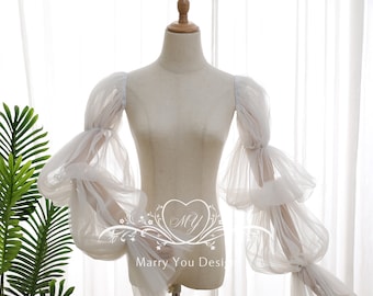 BOHO Tüll Puffärmel für Hochzeit, benutzerdefinierte alle Farben Braut Pop Ärmel, abnehmbare Tüll Ärmel, abnehmbare Braut Accessoires Ärmel