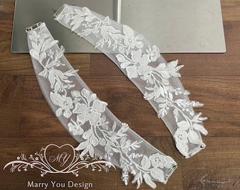 Tirantes de ensueño para vestidos de novia, tirantes desmontables con flores, mangas de novia, tirantes con hombros descubiertos y tirantes con cuentas.