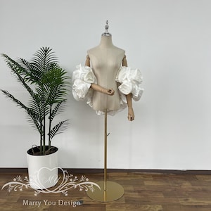Dreamy Rose Wedding Cape,Off Shoulder Wedding Dress Cape,Puff Sleeve Bridal Cover Up,French Style Wedding Accessories,Satin Shawl Wraps