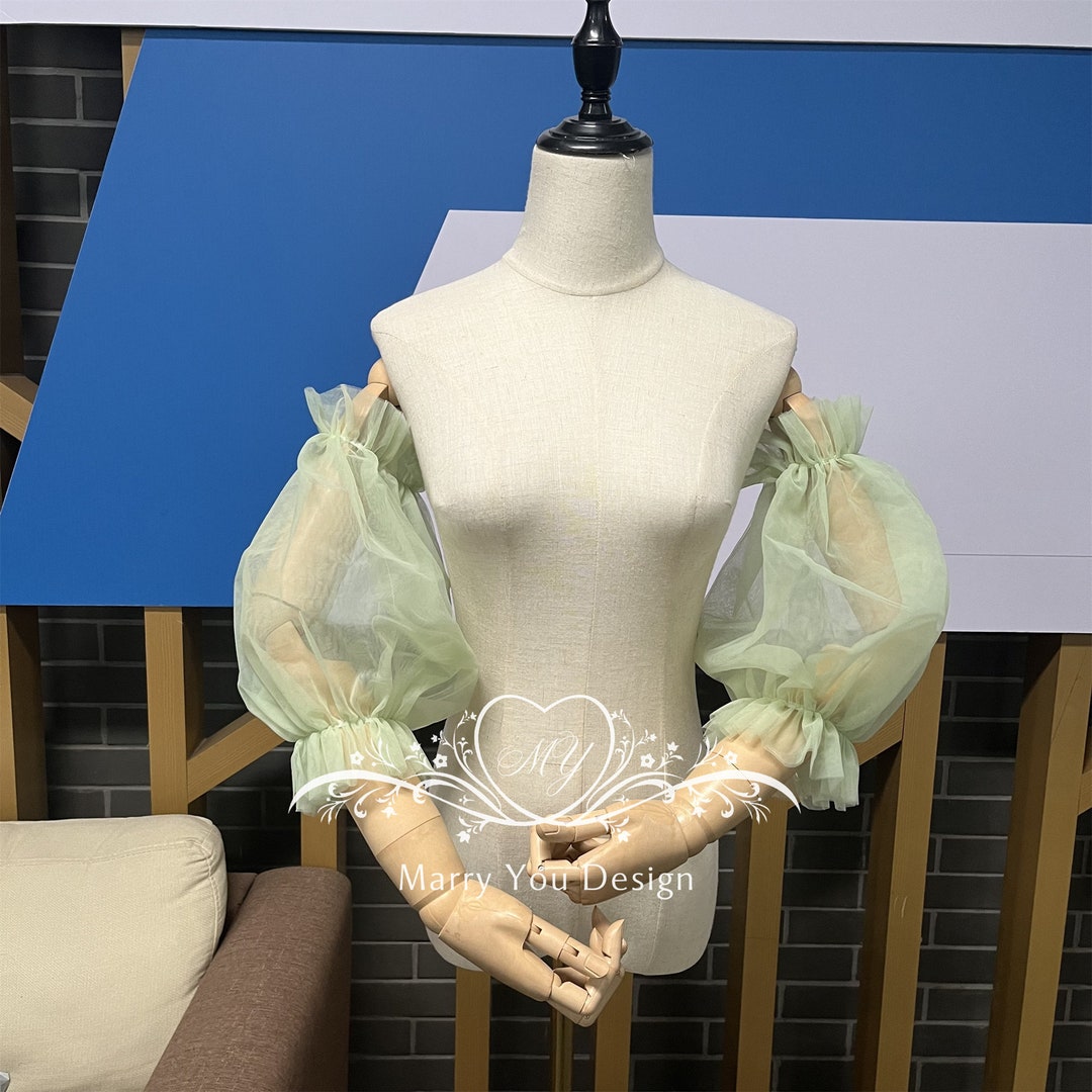 Custom Mint Green Detachable Wedding Dress Sleeves,removable Avocado