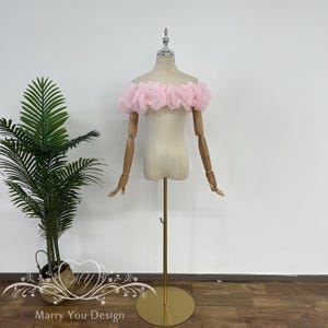 Minimalist Off Shoulder Tulle Shawl,Wedding Top,Pink Bride Tulle Shawl,Wedding Shoulder Wrap,Bridal Cover Up Cape,Romantic Bridal top Bolero