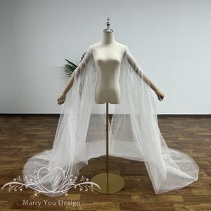 Mangas de vestido removíveis transparentes de tule brilhante, mangas de poeta nupcial removíveis minimalistas, mangas plissadas de ombros de fora, mangas de vestido marfim
