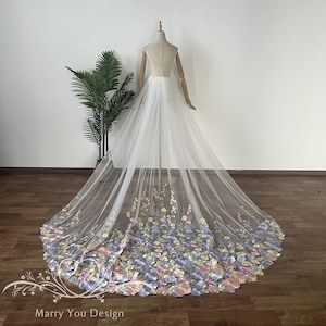 Secret Garden Detachable Skirt,Dreamy Detachable Train for Wedding,Detachable Flower Applique Train,Bridal Wedding Overskirt,Removable Skirt