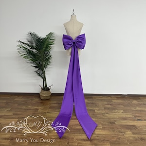 Dreamy Purple Bridal Dress Bow,Oversized Detachable Bow with Long Train,Big Bow for Wedding Dress,Long Removable Bridal Accessories Bow