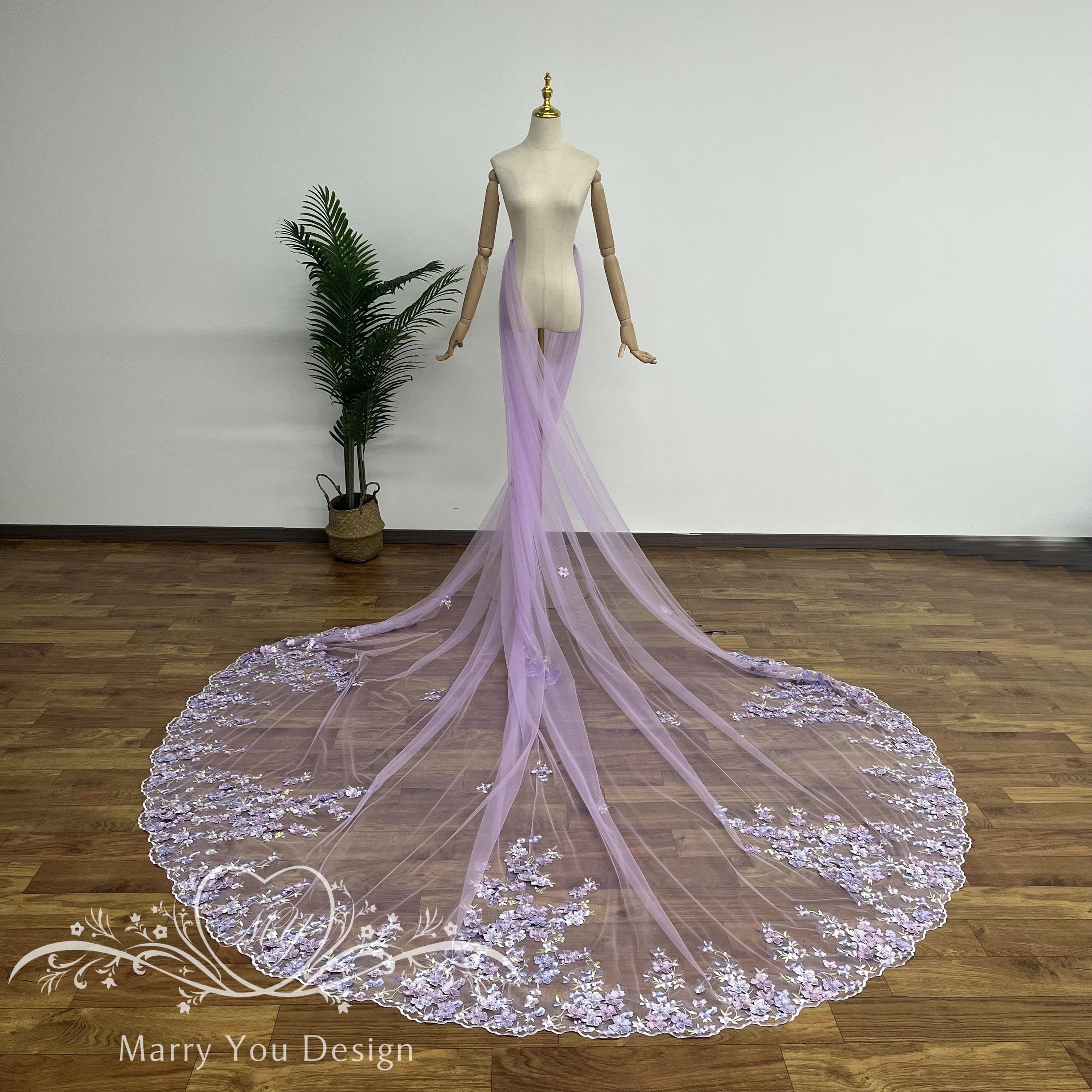 Romantic Purple Floral Detachable Train,floral Detachable