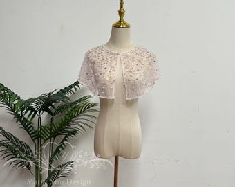 Sparkly Stars and Moons Cape Veil, Pearls Bridal Evening Events Cape