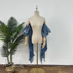 Shining Blue Wedding Organza Sleeves,Detachable Wedding Dress Sleeves,Removable Wedding Dress Sleeves,Bridal Sleeves,Fairy Bow Sleeves