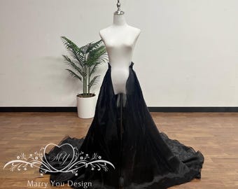 Minimalist Organza Bridal Overskirt, Detachable Wedding Train