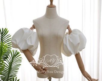 Bohemia Satin Detachable Wedding Dress Sleeves,Puff Dress Sleeves,Bridal Pop Sleeves,Removable Bridal Accessories Sleeves,Custom Any Colors