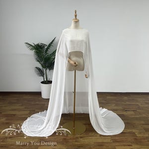 Minimalist Wedding Cape,Chiffon Bridal Capelet,Simple Wedding Topper,Ivory Alternative Veil,Chiffon Bridal Cover Up,Wedding Accessories