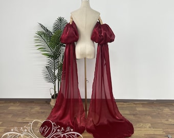 Minimalist Wine Wedding Sleeves,Fairy-tale Detachable Bridal Dress Flutter Sleeves,Puff Dress Sleeves,Off Shoulder Party Sleeves with Train