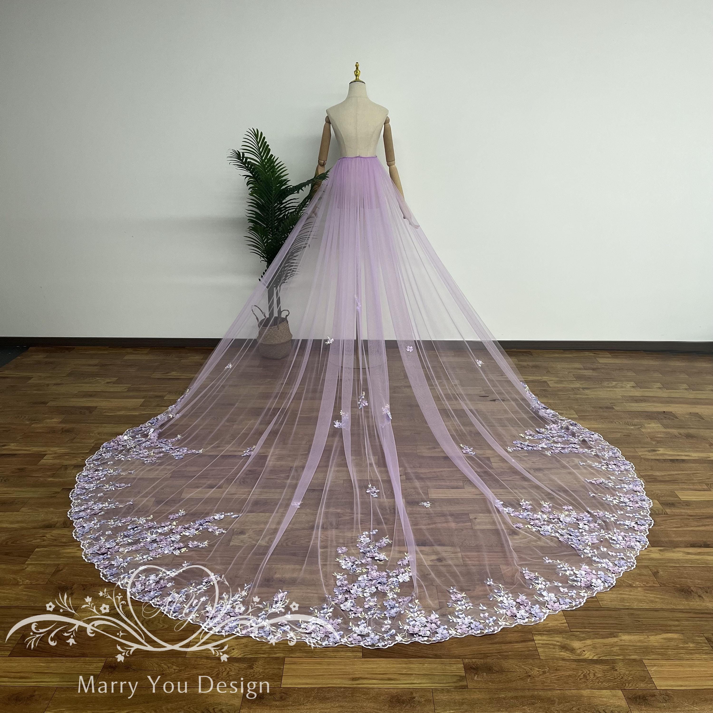 Romantic Purple Floral Detachable Train,floral Detachable