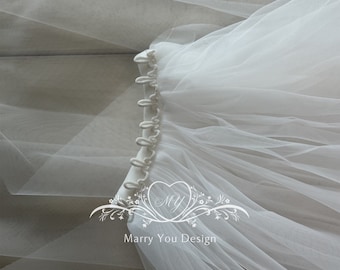 Detachable Blusher for Comb Veil,Simple Plain Tulle Wedding Blusher,Solid Tulle Bridal Blusher for Classic Wedding,Beach Wedding Blusher