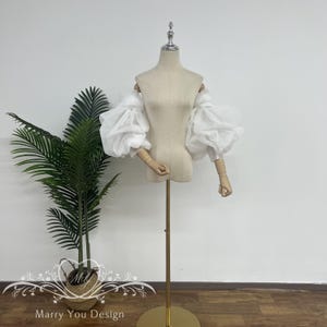 Romantic Puff Sleeves for Wedding,Bridal Sleeves,Solid Tulle Detachable Sleeves for Bride,Tulle Removable Sleeves,Classic Wedding Sleeves