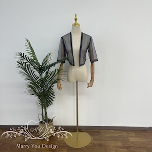 Minimalist Tulle Cocktail Shrug,Sheer Wedding Cover Up,Bridal Tulle Coat,Middle Sleeve Mesh Shrug,Solid Tulle Cover Up,Olympia Top Bolero
