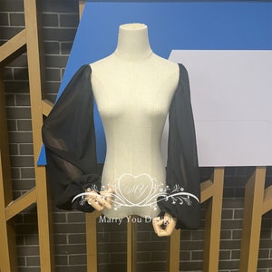 Black Soft Removable Wedding Dress Sleeves,Chiffon Detachable White/Black Wedding Dress Sleeves,Wedding Sleeves,Bridal Sleeves,Dress Sleeves