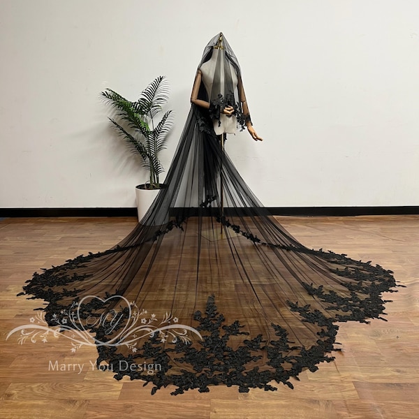 Gothic Wedding Veil,Scalloped Floral Blusher Veil,Lawn Wedding Veil,Fairy Leaf Lace Wedding Veil,Lawn Wedding Veil,Beach Wedding Veil