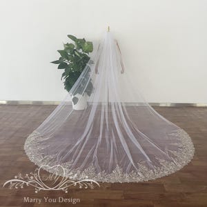 Unique Veil for Aquarium Theme Wedding,Supper Sparkly Sequined Wedding Veil,Starfish Lace Wedding Veil,Cathedral Veil,Beach Wedding Veil