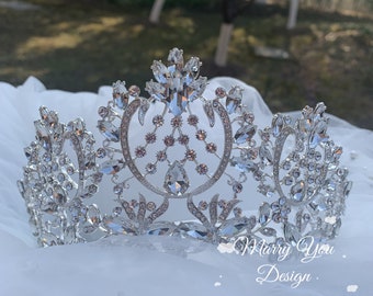 Shinning Gold/Silver Crystal Crown for Woman,Birthday Party Queen Tiaras,Wedding Headdress,Luxury Pearl Crown,Baroque Crystal Bridal Tiaras