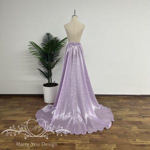 Dreamy Purple Wedding Detachable Train,Shiny Satin Detachable Skirt,Open-front Detachable Train,Bridal Overskirt,Removable Bridal Skirt
