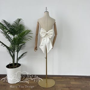 Ivory Wedding Bow,Detachable Dress Neck Bow,Removable Satin Bridal Dress Back Bow,Bow with Long Train,Wedding Dress Bow,Removable Bridal Bow