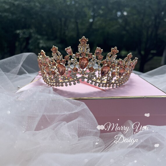 Luxury Prom Quinceanera Crownchampagne Crystal Crown for - Etsy