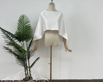 Minimalist Satin Wedding Cape,Satin Bridal Capelet,Detachable Satin Cape,Ivory Alternative Veil,Satin Bridal Cover Up,Wedding Accessories