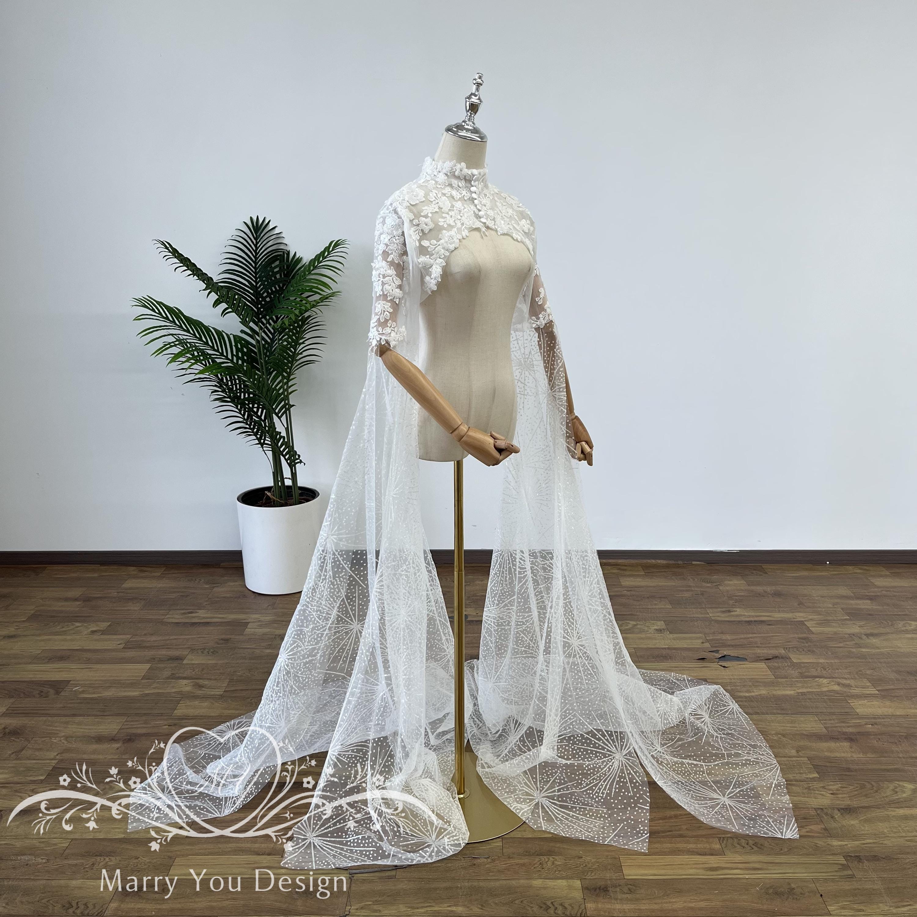 Dreamy Wedding Shoulder Cape,fairy Bridal Cape With Flutter 