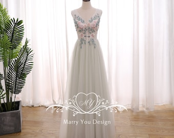 Floral Lace Applique Light Green Prom Dress for Woman,Beads Fairy Dress for Senior Prom,V-neck Woman Prom Dress,Sleeveless Prom Dress