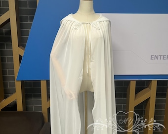 Mantella da sposa semplice in chiffon, mantella da sposa, mantella con cappuccio personalizzabile in qualsiasi colore, velo alternativo color avorio, mantello da sposa in chiffon, accessori da sposa