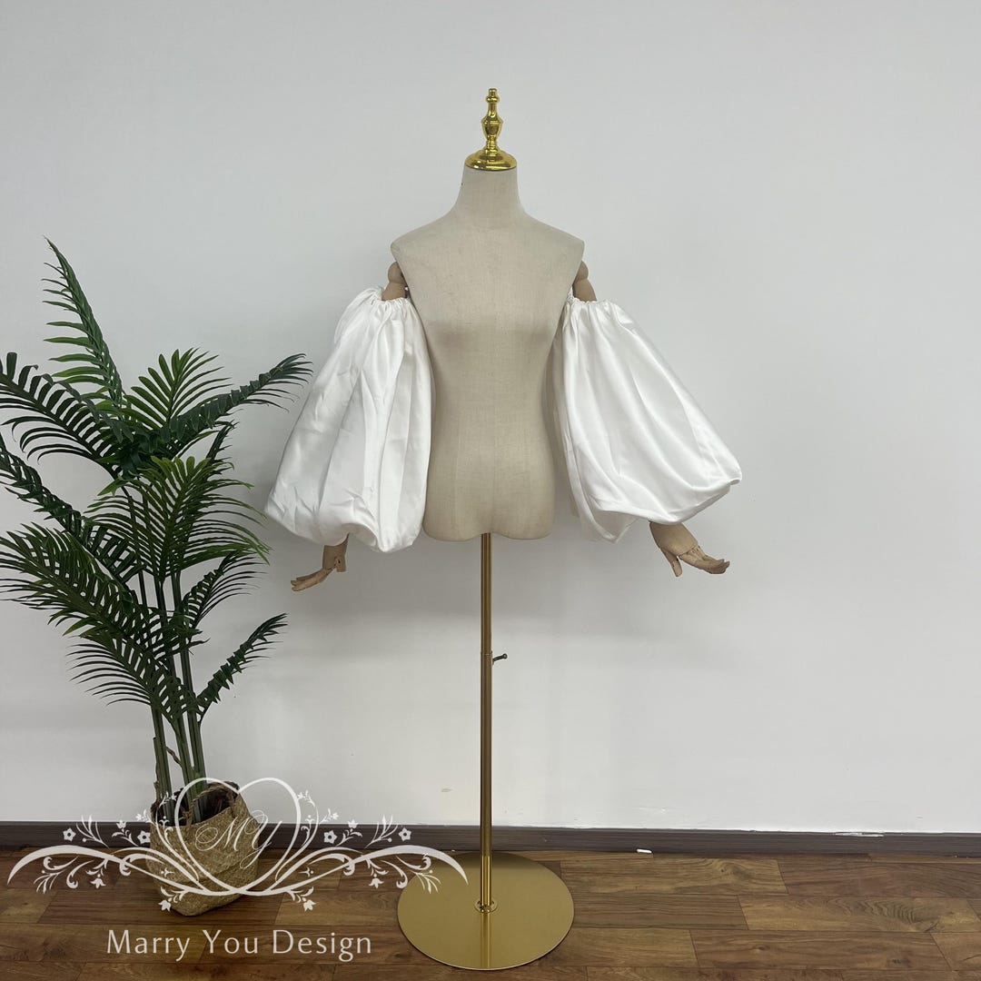 Dramatic Puff Sleeves for Wedding Dress,minimalist Detachable Satin ...