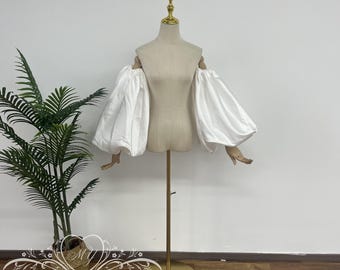 Dramatic Puff Sleeves for Wedding Dress,Minimalist Detachable Satin Wedding Dress Sleeves,Bridal Puff Removable Bridal Accessories Sleeve