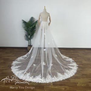 Dreamy Wedding Detachable Train,Sparkly StarfishDetachable Skirt,Detachable Applique Train,Bridal Lace Overskirt,Removable Bridal Skirt