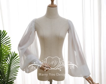 White/Black Wedding Dress Sleeves,Chiffon Detachable Wedding Sleeves,Soft Removable Wedding Dress Sleeves,Bridal Sleeves,Dress Sleeves