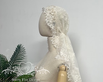 Champagne Beading Juliet Cap Wedding Veil, Ivory Beads Bridal Lace Veil