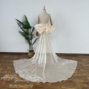 Dreamy Detachable Bow with Long Train,Shinning Oversized Removable Satin Bridal Dress Bow,Bow for Wedding Dress,Long Bridal Accessories Bow