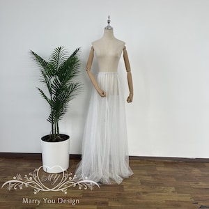 Dreamy Wedding Overskirt,Glitter Tulle Removable Skirt,Detachable Pearls Tulle Full Skirt,2 Layers Bridal Overskirt,Removable Bridal Skirt