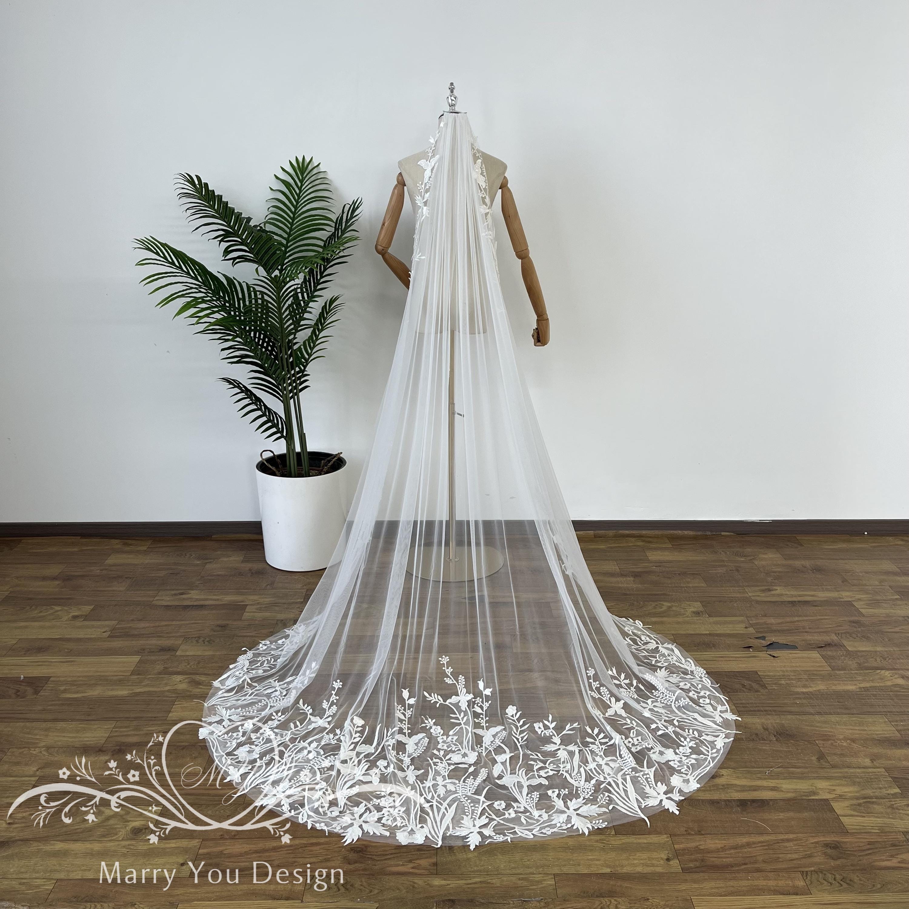 Fairy Leaf Wedding Veil,floral Bridal Veil,lawn Wedding Veil,floor