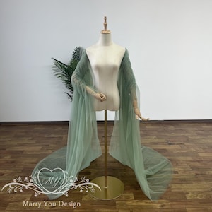 Fairy Transparent Removable Dress Sleeves,Minimalist Detachable Bridal Poet Sleeves,Off Shoulder Pleating Sleeve,Sage Green Dress Sleeve