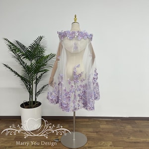 purple quince dress with cape Puff Sleeve Cape Quinceanera Dress by House of Wu 26043 30 / Lilac Multi