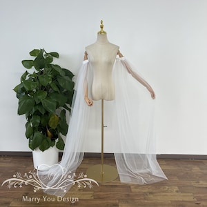 Minimalist Detachable Bridal Poet Sleeves,Fairy Transparent Removable Dress Sleeves,Off Shoulder Sleeves,Slit Sleeves for Evening Events