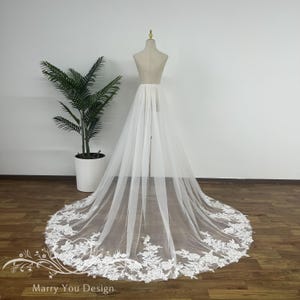 Elegant Detachable Flower Applique Train,Romantic Detachable Wedding Train,Dreamy Floral Lace Detachable Skirt,Open Front Removable Train