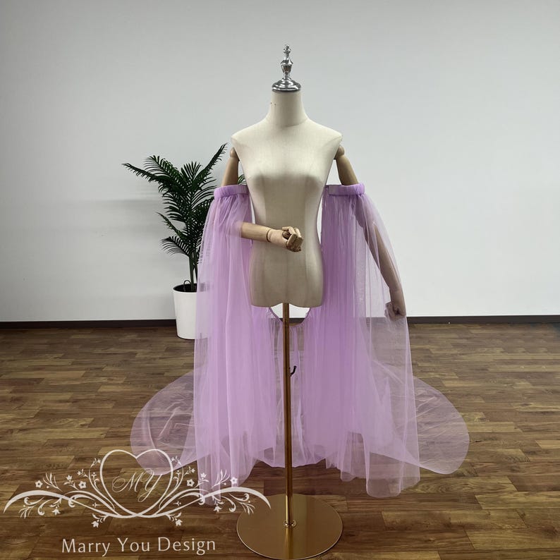 Minimalist Tulle Wedding Cape,pleating Long Sleeves With Long Train ...