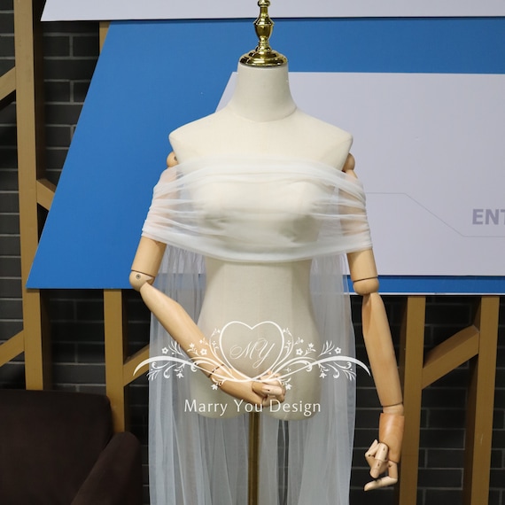 thumbnail image 2 of Long Bridal Wraps Jackets Wedding Capes Cloaks Women Shawls Rhinestones 2 of 12