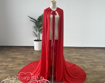 Mantella da sposa minimalista, mantella da sposa in chiffon da favola, mantella da sposa con cappuccio, velo alternativo, mantello da sposa in chiffon sfumato, mantella da sposa in chiffon