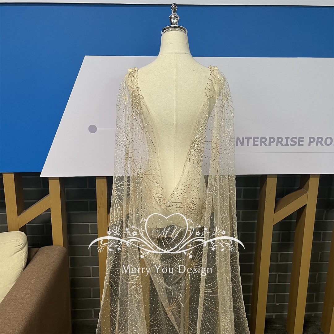 Sparkly Shoulder Cape Veil for Wedding,gold/silver Tulle Wedding Cape