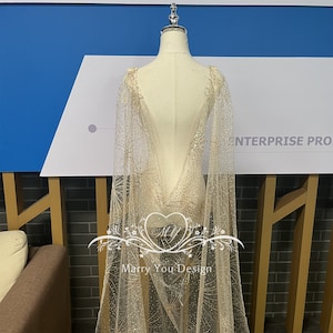 Sparkly Shoulder Cape Veil for Wedding,Gold/Silver Tulle Wedding Cape,Cape Veil,Shoulder Cape Veil,Glitter Bridal Cape Veil,Fireworks Veil